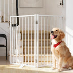 Snagle Paw Metal Freestanding Dog Gate,40” W x 36” H Dog Fence with Support Feet for Doorways, Stairs and Hallways, Portable Pet Gate for Indoor Use (2 Panel, White)