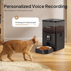 VOLUAS Automatic Cat Feeder, 6L Timed Dry Food Dispenser for Cats & Dogs | Programmable Portion Control, Up to 4 Meals Daily, Dual Power Supply, Power-Off Memory, 10-Second Voice Recorder