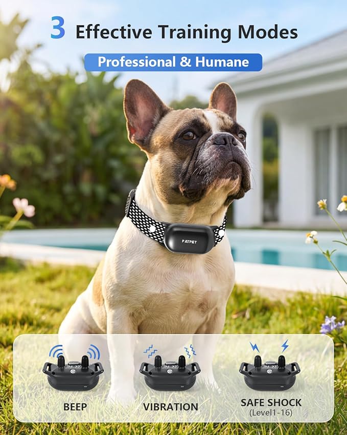 PATPET Shock Collar for Dogs(10-120lbs), 4000ft Rechargeable IPX7 Waterproof Training Collar with Remote for 2 Dogs- Electric Dog Collar for Small Medium Large Dogs 2 Packs | Rechargeable 3 Training Modes (Beep/Vibration/Shock) Dog Training Collar with...