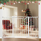 Extra Wide Baby Gate for Doorways No Drill 29.53"-53.1", 30" Tall Auto Close Press Mounted Baby Safe Gate for Stairs, Walk Through Dog Gates for Doorways, White