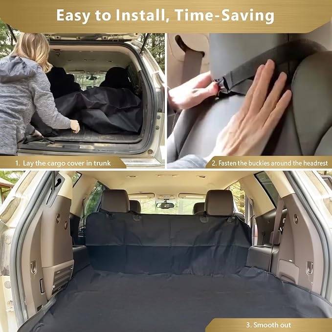 F-color SUV Cargo Liner for Dogs - Heavy Duty Cargo Cover for Mid-Size SUVs | Water Resistant, Bumper Flap, Non-Slip Mat, Car Trunk Dog Car Seat Cover Prevents Scratches Pet Hair Mud Dirt for Sedans Vans