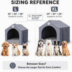 Dog House Indoor for Medium Dogs, 25 x 25 x 28 Inch Dog Tent with Reversible Cushion, Washable Foldable Pet House with Sturdy PVC Frame, Non-Slip Bottom & Roof Cover for 15-45 lbs Dogs and Cats, Gray