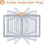 PUPETPO Freestanding Pet Gate for Dogs, Foldable Wooden Dog Gate for House, Indoor Dog Gate for Stair, Doorway, Gates for Dogs Indoor, 80 Inch Wide, 4 Panels 24", Grey