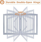 PUPETPO Freestanding Pet Gate for Dogs, Foldable Wooden Dog Gate for House, Indoor Dog Gate for Doorways, Stairs, Gates for Dogs Indoor, Support Feet Included, 24" Height 3 Panels, Grey