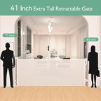 Momcozy Extra Wide Retractable Baby Gate for Large Opening | 41-Inch Tall, Extends to 118-Inch Wide, for Large Openings, Doorways, Hallways, for Dogs and Cats, Indoor/Outdoor Baby Gate