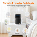 AIRROMI HEPA Air Purifier for Bedroom&Home,Pet Air Purifier for Home Pets,Removes Pet Odor,Cat Litter Smell,Dust,Smoke&Allergies,Quiet Room Air Purifier with Scents,360°Air Cleaner,A2005 Black