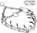 Prong Collar for Dogs, Dog Training Collar for Small Medium Large Dogs | Pinch Collar, Adjustable Size, No Pull, Quick Release Buckle, Hook 360° Swivel, High Quality, 2 Extra Link and 20 Rubber Cap