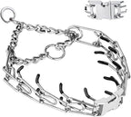 Prong Collar for Dogs, Dog Training Collar for Small Medium Large Dogs | Pinch Collar, Adjustable Size, No Pull, Quick Release Buckle, Hook 360° Swivel, High Quality, 2 Extra Link and 20 Rubber Cap