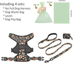 Petmolico No Pull Dog Harness Set with Leash Attachment Easy Control Handle Reflective Harness Vest Small Breed, Puppy Vest and Leash Set with Poop Bag Holder, Medium - Sunflower