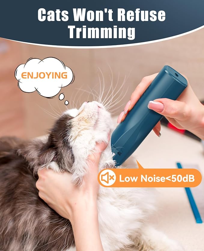 oneisall Pet Clippers for Cat Matted Hair, Quiet Pet Shaver for Cats | Waterproof Cordless Cat Clippers for Matted Long Hair with Storage Bag,Lightweight and Easy to Use for Cat, Pet, Small Dog