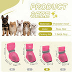 Dog Boots Paw Protector, Reflective Adjustable Non Slip Mesh Summer Breathable Dog Shoes Dog Walking Boots (M Size, Rose Red, 4 Pcs) Intended for Paws Waterproof for Dogs/Cat/Puppy