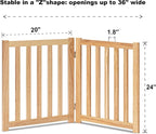LZRS Wooden Free Standing Dog Gate 40" W x 24" H, Foldable Solid Hardwood Pet Safety Fence for House Doorways, Stairs, Hallways, Step-Over Pet Barrier, No Drill Easy Setup,Natural