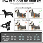 Lukovee No Pull Dog Harness and Leash Set - Adjustable Soft Padded Vest with Front Clip for Easy Control, Reflective Durable Harness for Safe Daily Training Walking for Medium Large Dogs (XL, Black)