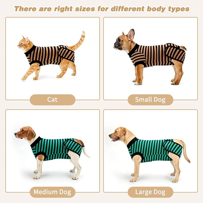 2 Packs Breathable Cotton Dog Recovery Suit for After Neuter Spay Abdominal Wounds Protector, Professional Anti-Licking Onesies for Male Female Pets Surgery Bandages, 2XL Striped Yellow Green