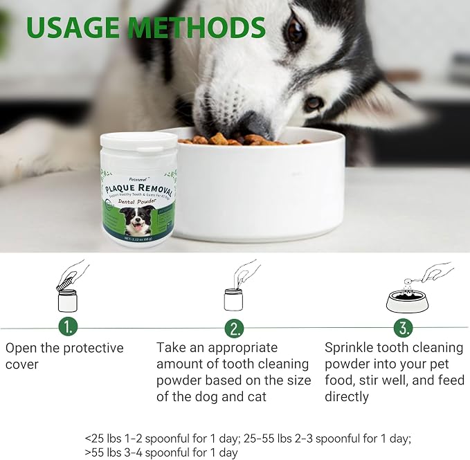 Petstoral 2-Pack Natural Dog Dental Powder for Plaque Removal | Helps Reduce Plaque, Supports Healthy Teeth & Gums, Freshens Breath, Daily Dental Care for All Dogs