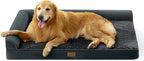 COZY KISS Orthopedic Dog Bed for Extra Large, XXL Dogs Bed, L Shaped Foam Anti-Slip Bottom Giant Pet Cat Sofa with Washable Cover, Suitable for Pet Up to 150 lbs, 48x35x8 inch, Black ﻿