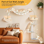 Wall Mounted Cat Shelves Set with Hammock | Sisal Scratching Posts, 3 Wooden Steps, Space-Saving Cat Tree, For Indoor Cats Up to 30 lbs