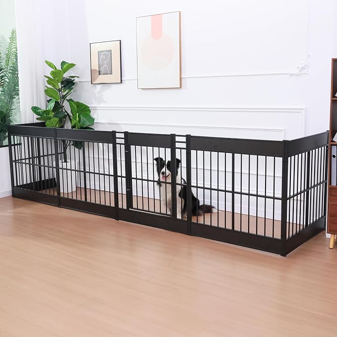 Dog Playpen, 35.4" Height Dog Pen Indoor, Heavy Duty, Safe and Sturdy, Furniture Style Puppy Pen (12 Panels (35.4" High), Black)