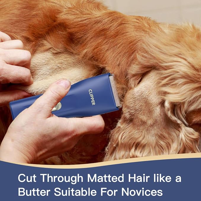 Dog Grooming Kit Clipper for Thick Coat | Low Noise, Cordless Cat Hair Trimmer, Rechargeable Shaver Pet Grooming Tools