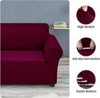 Joccun Christmas Stretch Couch Cover Slipcovers, 1-Piece Sofa Covers for 3 Cushion Couch Spandex Jacquard Washable Furniture Protector Cover for Living Room,Kids,Pets(Sofa,Burgundy)