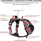 Petmolico No Pull Dog Harness Set with Leash Attachment Easy Control Handle Reflective Harness Vest Small Breed, Puppy Vest and Leash Set with Poop Bag Holder, Small - Boho Floral