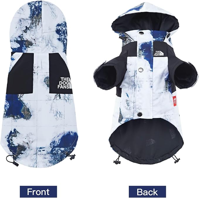Dog Clothes Fashion Outfit Hooded Raincoat Jackets for Dogs Cats Pet Lightweight Water-Resistant Outdoor Windbreaker Small Medium Large (2XL◆Chest 20.47''-25.2'',Back 16.9'',17.7-25.4 lbs)