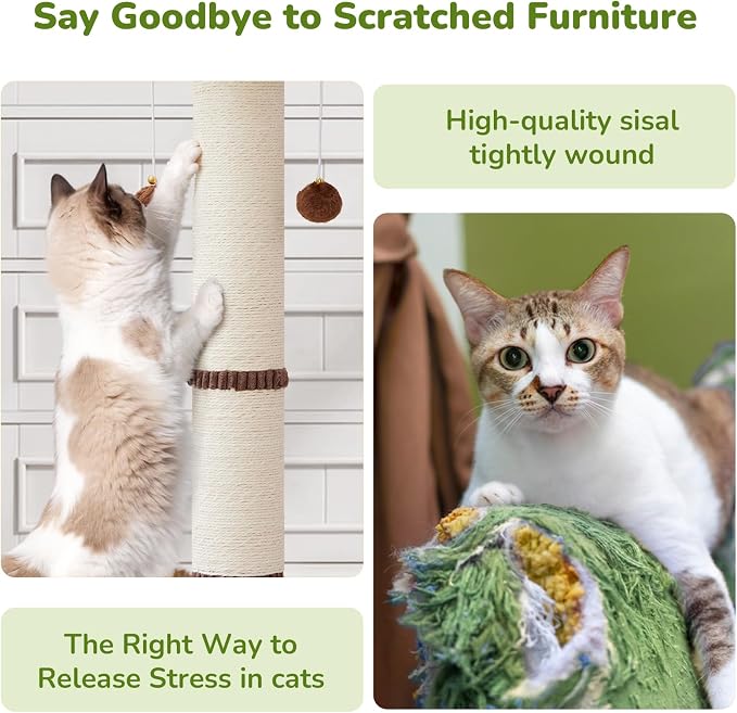 Woochpet 34" Tall Cat Scratching Posts,Heavy Duty and Thicker Cat Scratcher | Protect Furniture,Modern Boho Cat Post,For Indoor Cats,Interactive Cat Toys