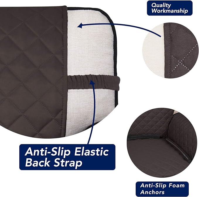 PureFit Reversible Quilted Couch Covers for Dogs Oversized Sofa Cover 78” | Chocolate/Beige, Water Resistant Couch Protector, Washable Pet Couch Cover with Non Slip and Elastic Straps For Kids