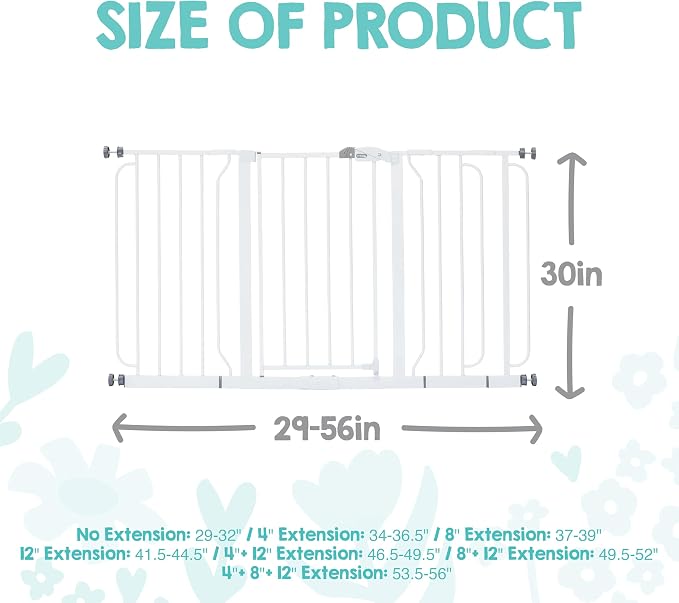 Regalo Safety 29"-56" Extra Wide Baby Gate, Bottom of Stairs & Doorways