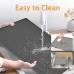 24" x 16" Dog Food Mat, Silicone Pet Mats for Food and Water, Nonslip Pet Feeding Mats for Floors, Dog Cat Bowl Mat with Raised Edges, Dark Gray