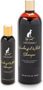 Chris Christensen Top Cat Wonderful White Shampoo for Cats, Groom Like a Professional, Corrects Yellow, Brightens All Coat Colors, Made in USA, 32 oz