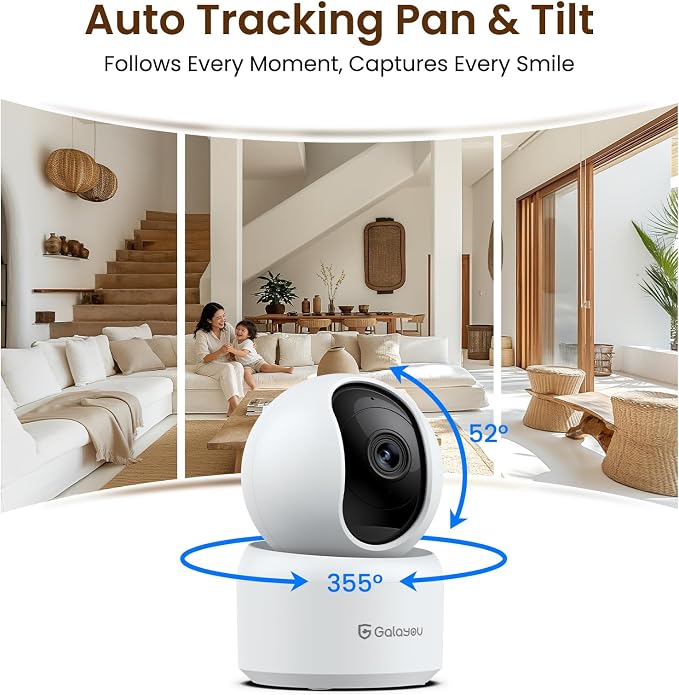 GALAYOU Dome Cameras Indoor for Home Security in 2K, G2 4Pack | Wi-Fi/Nanny Cam/Baby Monitor, with Phone APP, PTZ, Night Vision, Siren, Wired Plug, Two-Way Talk, 24/7 TF Card, Cloud Storage