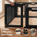 Soulbond Acrylic Dog Playpen Indoor with Partition(24 Inch,Black,12 Panels) | Non-Slip,Tool-Free Assembly, External Door Lock Play Pen for Puppies and Small Dogs with 2 Doors
