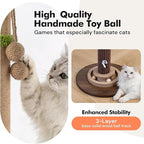 Woochpet 35"Cat Scratching Posts For Indoor Cat,Cat Scratcher With Cat Toys | Heavy Duty,Modern Cat Scratch Post,Cat Ball Track,For Large Adults Cats