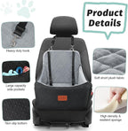 Lealchum Dog Car Seat for Medium Dogs Up to 40lbs,Fully Detachable and Washable,Memory Foam Covered Soft Fabric,Easy to Install with Adjustable Straps,Anti-Slip Base,2 Side Pockets(Black/Grey,Medium)