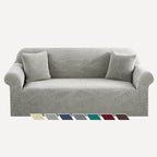 YEMYHOM Couch Cover Latest Jacquard Design High Stretch Sofa Covers for 3 Cushion Couch, Pet Dog Cat Proof Slipcover Non Slip Magic Elastic Furniture Protector (Large, Begonia Leaf Light Gray)