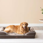 EHEYCIGA Orthopedic Extra Large Dog Bed, Waterproof Washable XL Pet Bed 44" | Non-Slip Bottom and Egg-Crate Memory Foam Big Dog Couch Bed with Washable Removable Cover, Brown, 44Inch