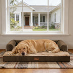 Orthopedic Washable Dog Bed for Medium Dogs, 35x22in, Brown | Orthopedic Foam Relieves Joint Pressure, Bolsters Supports Head And Neck, Washable Cover, Non-Slip Bottom