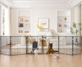 No Pawblems Full Metal Freestanding Dog Gate with Cat Door, 30" Tall | Foldable Pet Gate for Indoor/Outdoor, Zoned management, Dog Fence for Families with Multiple Pets, 156" Wide, 6 Panels, Black