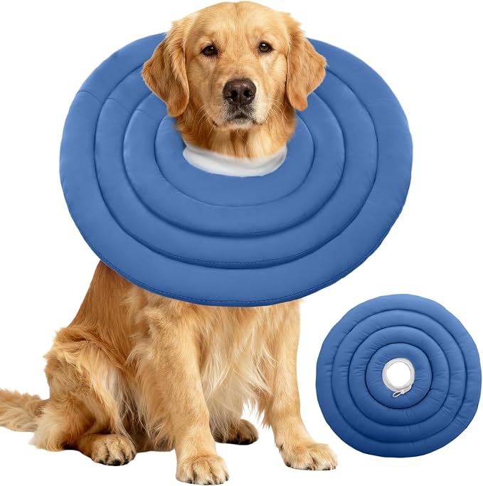 IDOMIK Dog Recovery Collar, Waterproof Soft Dog Cone After Surgery | Comfy Protective Elizabethan Collar Alternative for Dogs Cats, Adjustable Pet Neck Donut Cone Anti-Licking Wounds,Navy,3XL