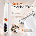 Dog & Cat Paw Trimmer with LED Light, Ultra Quiet Micro Precision Trimmer | 2 Mode Electric Quiet Rechargeable Clipper with LED Light & 2 Wide Blades (0.8"), Waterproof for Paws, Ears, Face, Rump