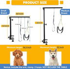 Adjustable Dog Grooming Arms with Anti-Slip Powerful Metal Clamp,Portable Pet Grooming Arm for Table with 1 Loop Noose & Two No Sit Haunch Holder,Grooming Restraint for Small Medium Dogs/Cats at Home | Stability & Build Quality Adjustable Height Pet co...