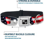 Dog Collar Seatbelt Buckle, American Flag Vivid Close Up, 16 to 23 Inches | 1.5 Inch Wide, Fade Resistant High Density Printed Nylon Pet Collar, Stainless Steel Metal Clasp, Handcrafted in USA