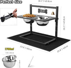 SHAINFUN Elevated Dog Bowls with Mat, Adjustable Height 4.3''-11.8'', Metal Stand, Two 1.7L Stainless Steel Food & Water Bowls for Large, Medium Dogs