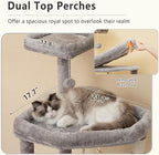 Heybly 64.2" Heavy-Duty Cat Tree for Large Cats with Wide Base HCT027W | Indoor Cat Tower with Scratching Posts & Board, Cat Furniture with Big Platforms, Extra-Large Hammock, Light Gray