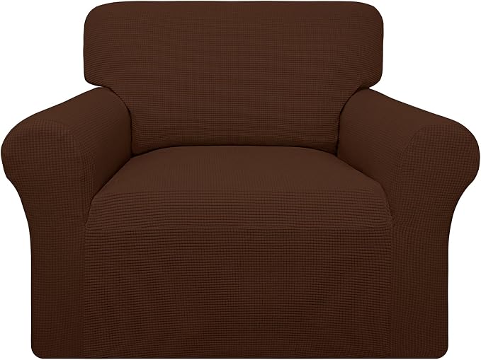 Easy-Going 100% Waterproof Chair Couch Cover, Stretch Jacquard Sofa Cover | Dual Waterproof Sofa Slipcover, Leakproof Furniture Protector for Kids, Pets, Dog and Cat (Loveseat, Coffee)