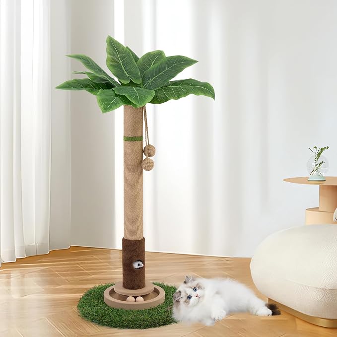 Woochpet Tall Cat Scratching Post,Cat Toys,Cat Scratcher Tree for Large Cat | Heavy Duty,Protect Sofa,Modern Boho,Cat Ball Track,Cat Tree,For Indoor Cats