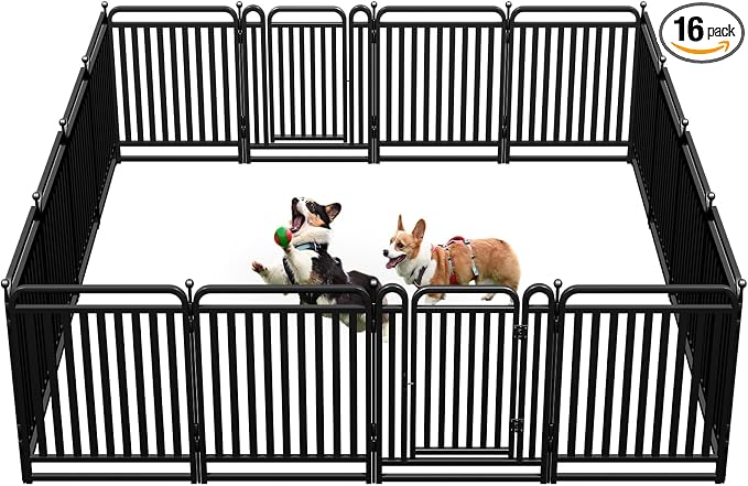 32" H Dog Playpens, Upgraded Heavy Duty Tube Puppy Play Pen for Indoors,Dog playpen Outdoor for Small Medium Dogs, Portable Dog Pen, 16 Panels