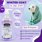 Bright White Natural Whitening Dog Shampoo and Conditioner for Dogs with Aloe Vera, pH Balanced Dog Shampoo and Conditioner Set, Tear-Free for Sensitive Skin 26.4 Oz (Pack of 2)
