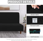 Easy-Going 100% Waterproof Futon Cover, Stretch Futon Slipcover Medium | Dual Waterproof Armless Futon Couch Cover, Leakproof Sofa Bed Furniture Protector for Kids Pets Dog Cat, Black